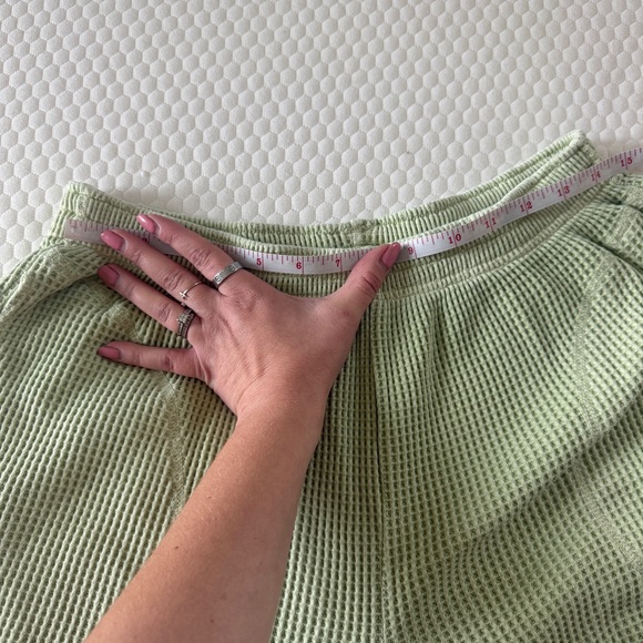 AERIE WAFFLE high waist wide leg pant trousers pastel green size L - Picture 8 of 9